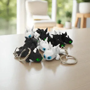 Toothless & Light Fury Dragon Keychains