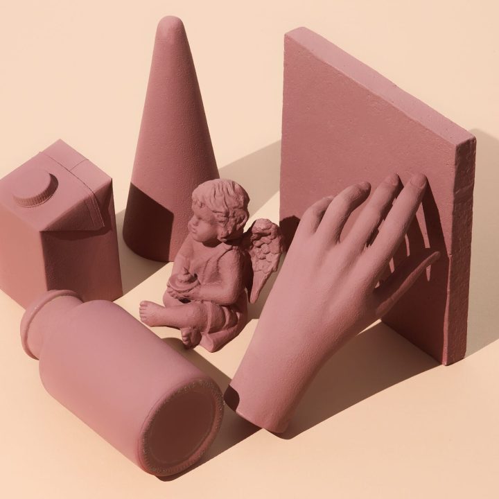 Minimal abstract composition in isometric. Still life. Stylish chocolate objects.  Winter
Christmas mood